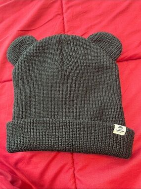 Kids Black Knit Bear Ear Beanie - Unbranded